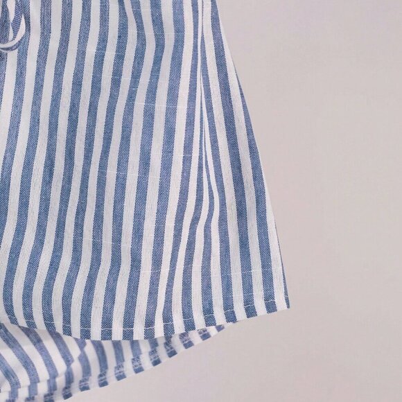 Blue white Casual Women's Striped Halter Neck Tie Cami Top - Picture 7 of 8